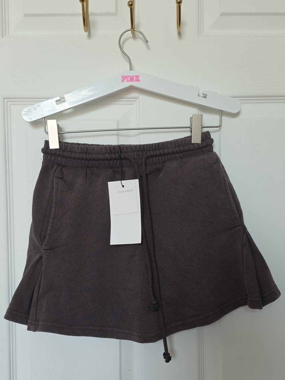 Zara Charcoal Drawstring Skirt- Washed Effect